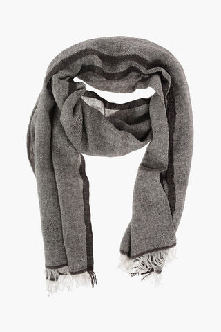 EZ LUXURY fringed flax blend scarf