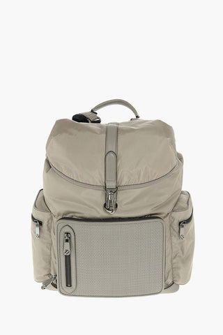 EZ LUXURY fabric backpack with leather trimmings