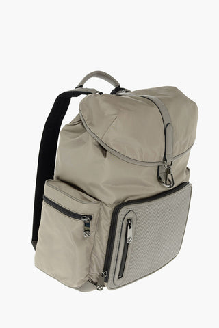 EZ LUXURY fabric backpack with leather trimmings