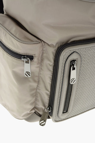 EZ LUXURY fabric backpack with leather trimmings