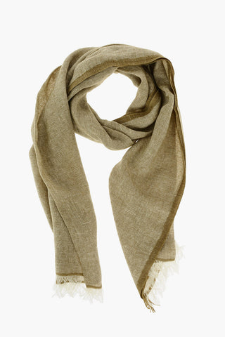 EZ LUXURY sciarpa in misto lino con frange