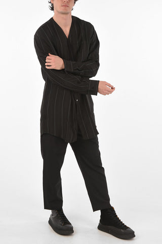 maxi camicia gessata
