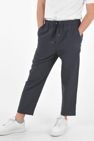 drawstring waist low rise cropped pants