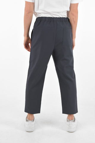 drawstring waist low rise cropped pants