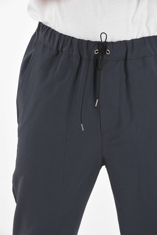 drawstring waist low rise cropped pants