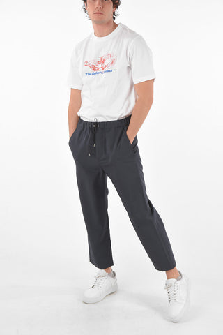 drawstring waist low rise cropped pants