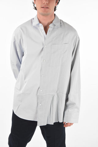 asymmetrical shirt with pinstriped detail on the front