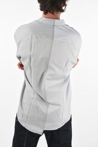 asymmetrical shirt with pinstriped detail on the front