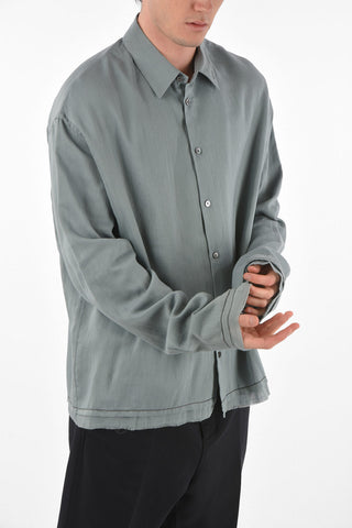Printed HAZE Cotton Shirt with Raw Cut Edges