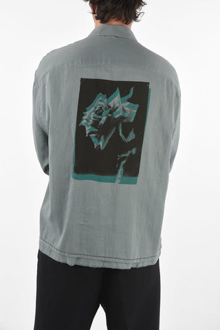 Printed HAZE Cotton Shirt with Raw Cut Edges