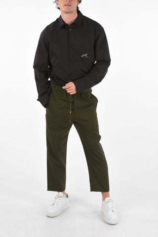 pantaloni crop con coulisse in vita