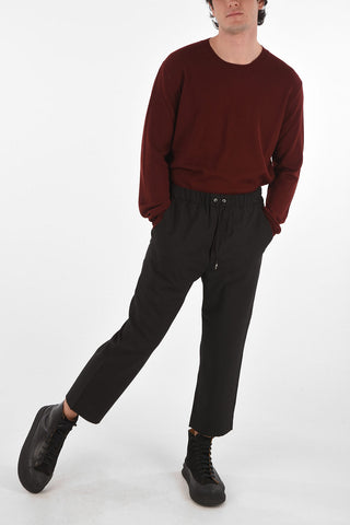 drawstring waist low rise cropped pants