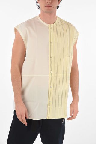 camicia senza manica con dettaglio a righe