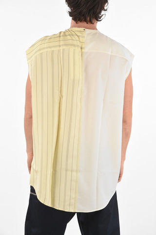 camicia senza manica con dettaglio a righe