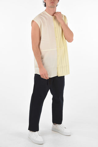 camicia senza manica con dettaglio a righe
