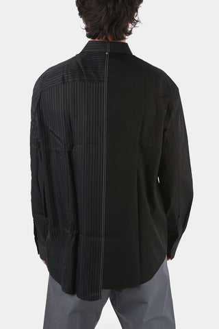 asymmetrical shirt with pinstriped detail on the front