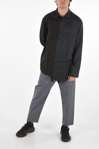 asymmetrical shirt with pinstriped detail on the front