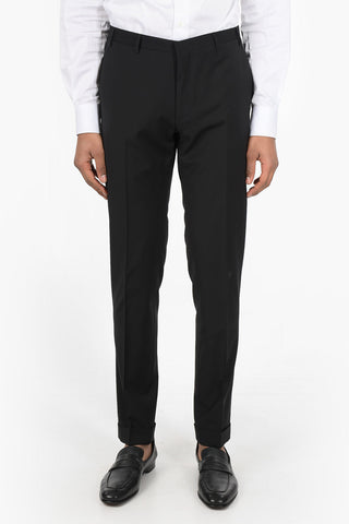 CC COLLECTION stretch virgin wool RESET cuffed hem trousers