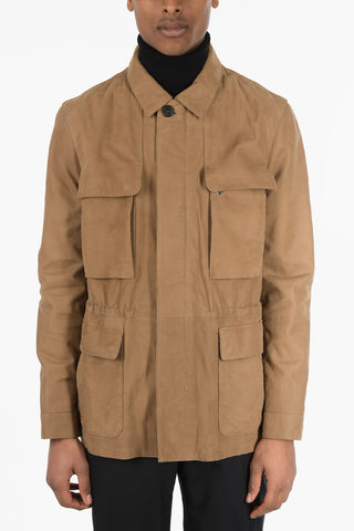 ID Multipocket BORREGO Leather Jacket with Drawstring