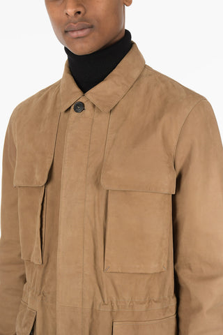 ID Multipocket BORREGO Leather Jacket with Drawstring