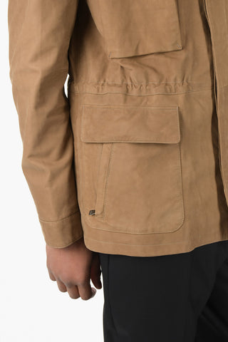 ID Multipocket BORREGO Leather Jacket with Drawstring