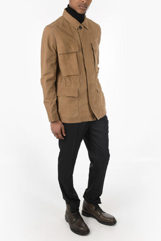 ID Multipocket BORREGO Leather Jacket with Drawstring