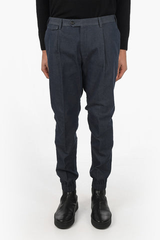 Stretch Denim ACADEMY Pants with Ankle Elastic Bands