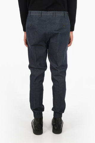 Stretch Denim ACADEMY Pants with Ankle Elastic Bands