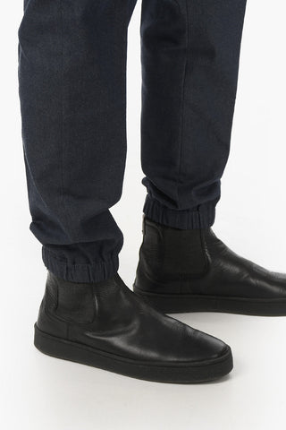 Stretch Denim ACADEMY Pants with Ankle Elastic Bands