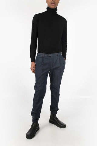 Stretch Denim ACADEMY Pants with Ankle Elastic Bands