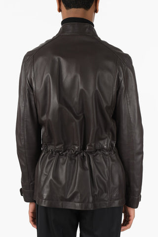 ID Leather Jacket with Drawstring