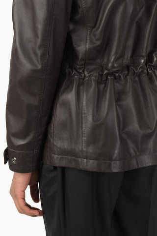 ID Leather Jacket with Drawstring