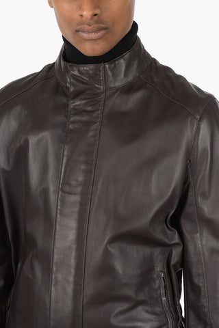 ID Leather Jacket with Drawstring
