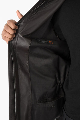ID Leather Jacket with Drawstring