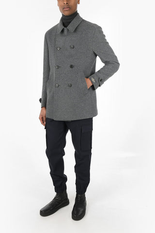 Double-breasted Quilted Coat with Flush Pockets