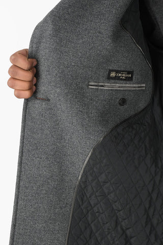 Double-breasted Quilted Coat with Flush Pockets