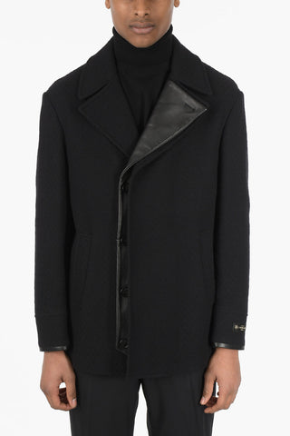 Quilted Virgin Wool Coat with Leather Details