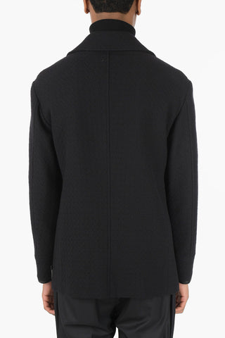 Quilted Virgin Wool Coat with Leather Details
