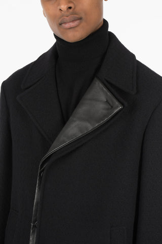 Quilted Virgin Wool Coat with Leather Details