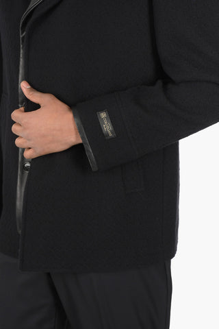 Quilted Virgin Wool Coat with Leather Details