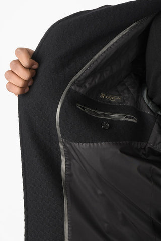 Quilted Virgin Wool Coat with Leather Details