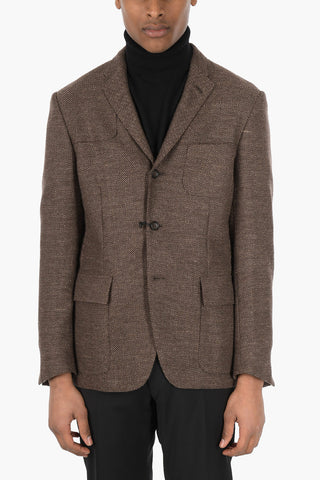 ID Unlined Hopsack Virgin Wool Blend Blazer