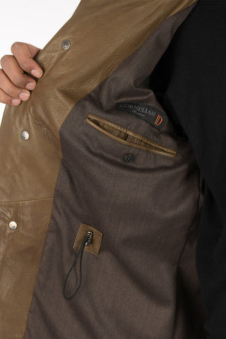 ID Leather Jacket with Drawstring and Removable Hood