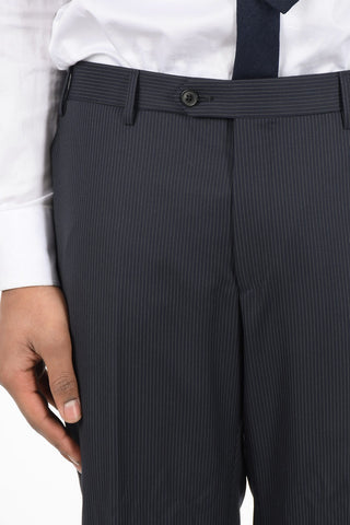 Virgin Wool Single Breasted Pinstriped LEADER Suit