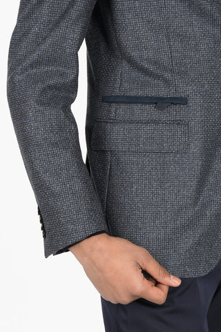 Virgin Wool Mini Checked Single Breasted GATE Blazer
