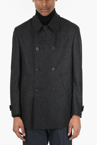 Double-breasted Quilted Wool Blend Blazer