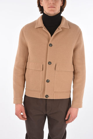 Wool and Cashmere Peacoat with Flap Pocket