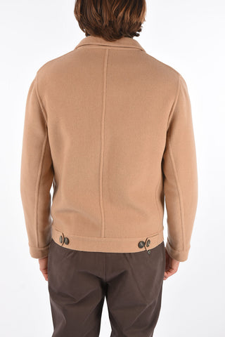 Wool and Cashmere Peacoat with Flap Pocket