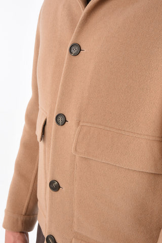 Wool and Cashmere Peacoat with Flap Pocket