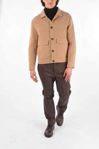 Wool and Cashmere Peacoat with Flap Pocket